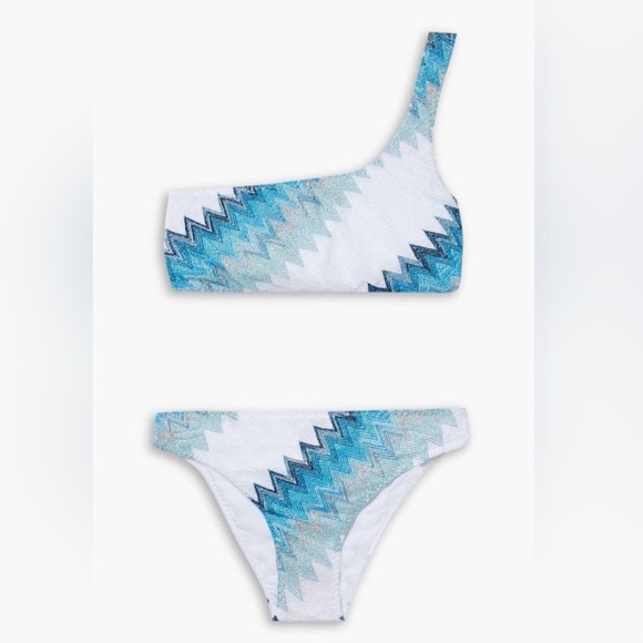 Missoni monospalla One-Shoulder Blue and White Swim Set - Picture 2 of 6